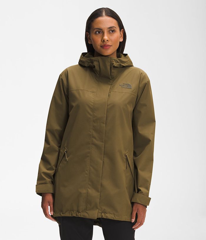 The North Face Womens Rain Jacket Voyage Midi 603LTFOUZ - Olive